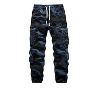 APTRO Cargo Trousers for Men with Multiple Pockets Camo Work Trousers Men Mens Joggers Casual Tactical Combat Cotton Pants Camouflage Blue L