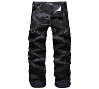 APTRO Mens Cargo Trousers Camo Trousers Combat Tactical Trousers Cotton Multiple Pockets Outdoor Pants LT01 Black 34