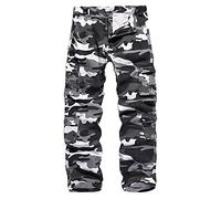APTRO Mens Cargo Trousers Camo Trousers Combat Tactical Trousers Cotton Multiple Pockets Outdoor Pants LT04 Grey 36