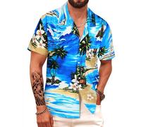 APTRO Men's Hawaiian Shirt Short Sleeved Floral Summer Beach Funky Party Holiday Shirt Hawaii MF098 3XL