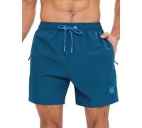APTRO Mens Swim Shorts Quick-Dry Mesh Lining Summer Beach Shorts 4-Way Stretch Swim Trunks with Zipper Pockets Navy M