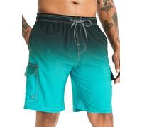 APTRO Mens Swim Trunks Swimming Shorts Board Shorts Quick Dry Summer Casual Beach Shorts Gradient Green Cargo MK197 3XL