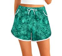 APTRO Women Swim Shorts Board Shorts Swimming Surf Beach Shorts Bikini Bottoms Quick Dry Ladies Swim Trunks Green Leaves WS283 XL