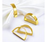 APTWOW Gold Napkin Rings Set of 6, Semicircle Metal Bright Gold Napkin Holder Buckles, Fall Thanksgiving Christmas Napkin Rings for Dinner Table Decor, Wedding, Banquet, Valentines Day