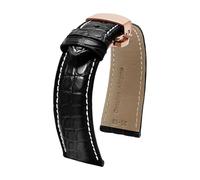 ApuaVireo&Co 12 14 16 18 20 22 24 mm Crocodile Pattern Leather Watch Strap Men's Watch Accessories with Butterfly Clasp(Black White Rose,12mm)