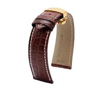 ApuaVireo&Co 12 14 16 18 20 22 24 mm Crocodile Pattern Leather Watch Strap Men's Watch Accessories with Butterfly Clasp(Brown White Gold,24mm)