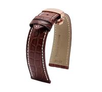 ApuaVireo&Co 12 14 16 18 20 22 24 mm Crocodile Pattern Leather Watch Strap Men's Watch Accessories with Butterfly Clasp(Brown White Rose,19mm)
