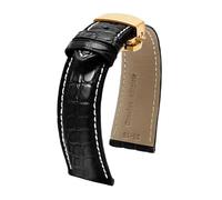 ApuaVireo&Co 12 14 16 18 20 22 24 mm Crocodile Pattern Leather Watch Strap Men's Watch Accessories with Butterfly Clasp(Black White Gold,20mm)