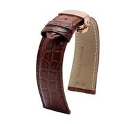 ApuaVireo&Co 12 14 16 18 20 22 24 mm Crocodile Pattern Leather Watch Strap Men's Watch Accessories with Butterfly Clasp(Brown Rose,23mm)