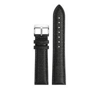 ApuaVireo&Co 14 mm - 22 mm Black Brown Red Lizard Pattern Leather Watch Strap Watch Replacement Strap Watch Accessories(Black Silver Pin,16mm)