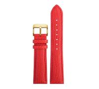 ApuaVireo&Co 14 mm - 22 mm Black Brown Red Lizard Pattern Leather Watch Strap Watch Replacement Strap Watch Accessories(Red Gold Pin,16mm)