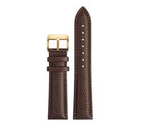 ApuaVireo&Co 14 mm - 22 mm Black Brown Red Lizard Pattern Leather Watch Strap Watch Replacement Strap Watch Accessories(Brown Gold Pin,18mm)
