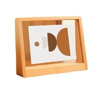 ApuaVireo&Co Acrylic Sign Holder Clear Double Side Display, Acrylic Menu Sign Holder Wooden Base Light Brown Multiple Sizes(Ladder-shaped Single Slot Horizontal,203 * 152mm)