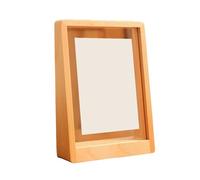ApuaVireo&Co Acrylic Sign Holder Clear Double Side Display, Acrylic Menu Sign Holder Wooden Base Light Brown Multiple Sizes(Ladder-shaped Single Slot Vertical,203 * 152mm)