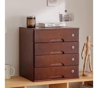 ApuaVireo&Co Desktop Storage Box With Drawers,Wooden Desktop Drawer Cabinet,With Lockable Drawers,A4 Receipt File Organizer(B,4 drawer)