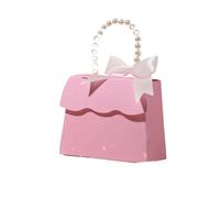 ApuaVireo&Co Favour Boxes 10/20Pcs Pearl Bag Candy Box with Handle Wedding Sweet Favor Packaging with Bow Birthday Party Supplies(Pink,10pcs)