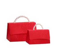 ApuaVireo&Co Favour Boxes 10pcs Wedding Mini Boxes with Letterpress Floral Design and Simulated Pearl Handles, Elegant(Red,Large)