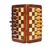 ApuaVireo&Co Games International Chess Set Folding Magnetic With Internal Storage Solid Wood Checker Board Pieces(30cm)