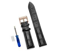 ApuaVireo&Co Genuine Leather Watch Straps 12/14/16/18/20/22/24 mm Watch Strap Steel Pin Buckle Wrist Belt Bracelet + Tool(Black white 2,18mm)