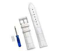 ApuaVireo&Co Genuine Leather Watch Straps 12/14/16/18/20/22/24 mm Watch Strap Steel Pin Buckle Wrist Belt Bracelet + Tool(White 1,12mm)
