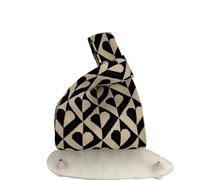 ApuaVireo&Co Knot Wrist Bag Knit Knitted Handbag High-capacity Love Tote Bag Knot Wrist Bag knitted bag(Black)
