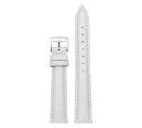 ApuaVireo&Co Leather Strap 12mm/14mm/15mm/16mm/18mm/20mm Slim Ladies Leather Watch Strap Steel Buckle(White,16 mm)