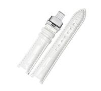 ApuaVireo&Co Leather Watch Strap Men Women Notch Watch Strap 16 mm - 22 mm Watch Replacement Strap(White Sk,20mm 11mm)