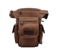 ApuaVireo&Co Men Canvas Waist Drop Leg Bag Messenger Shoulder Fanny Pack Cross Body Thigh Hip Bum Belt for Travel Motorcycle Riding Drop Leg Bag(Coffee)