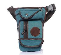 ApuaVireo&Co Men's Canvas Retro Drop Leg Bag Waist Fanny Pack Thigh Hip Bum Belt Hiking Motorcycle Cross Body Messenger Shoulder(Green)