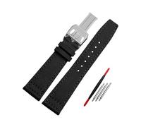ApuaVireo&Co Nylon + Leder Armband 20mm 21mm 22mm Canvas Uhr Armband Herrenuhr Zubehör(Black Silver Buckle,22mm)