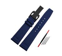 ApuaVireo&Co Nylon + Leder Armband 20mm 21mm 22mm Canvas Uhr Armband Herrenuhr Zubehör(Blue Black Buckle,22mm)