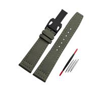 ApuaVireo&Co Nylon + Leder Armband 20mm 21mm 22mm Canvas Uhr Armband Herrenuhr Zubehör(Green Black Buckle,21mm)