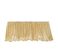 ApuaVireo&Co Party Table Skirts 14ft Table Skirt Red Sequins Rectangle Square Round Glitter Tablecloth For Wedding Party Dinner Christmas Decoration(1pc Golden,70x426cm)