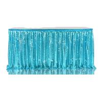 ApuaVireo&Co Party Table Skirts 14ft Table Skirt Red Sequins Rectangle Square Round Glitter Tablecloth For Wedding Party Dinner Christmas Decoration(1pc Green,70x426cm)