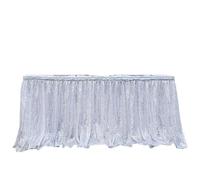 ApuaVireo&Co Party Table Skirts 14ft Table Skirt Red Sequins Rectangle Square Round Glitter Tablecloth For Wedding Party Dinner Christmas Decoration(1pc Silvery,70x426cm)