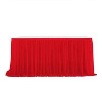 ApuaVireo&Co Party Table Skirts Glitter Pearl Chiffon Table Skirt Dining Table Skirt For Wedding Party Dessert Banquet Table Decor(Red,77x183cm 6FT)