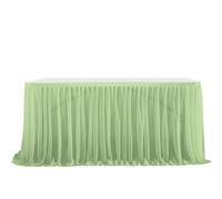 ApuaVireo&Co Party Table Skirts Glitter Pearl Chiffon Table Skirt Dining Table Skirt For Wedding Party Dessert Banquet Table Decor(Green,77x275cm 9FT)