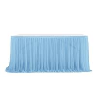 ApuaVireo&Co Party Table Skirts Glitter Pearl Chiffon Table Skirt Dining Table Skirt For Wedding Party Dessert Banquet Table Decor(Grass Blue,77x183cm 6FT)