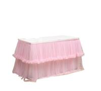 ApuaVireo&Co Party Table Skirts Party Table Skirts Wedding Tulle Table Skirt Dining Table Decoration Table Cover For Wedding Reception Banquet(Pink,77cmx275cm 9FT)