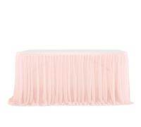 ApuaVireo&Co Party Table Skirts Semi-Sheer Chiffon Table Skirt Birthday Party Table Setting Dining Wedding Banquets Decor(Light Pink,9FT(L2.75m H0.75m))
