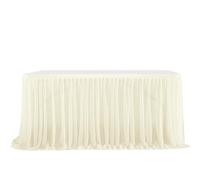 ApuaVireo&Co Party Table Skirts Semi-Sheer Chiffon Table Skirt Birthday Party Table Setting Dining Wedding Banquets Decor(Light Yellow,9FT(L2.75m H0.75m))
