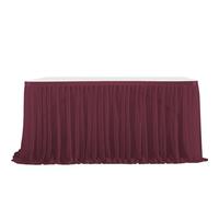 ApuaVireo&Co Party Table Skirts Semi-Sheer Chiffon Table Skirt Birthday Party Table Setting Dining Wedding Banquets Decor(Wine Red,12FT(L4.26m H0.75m))