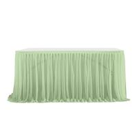 ApuaVireo&Co Party Table Skirts Semi-Sheer Chiffon Table Skirt Birthday Party Table Setting Dining Wedding Banquets Decor(Green,9FT(L2.75m H0.75m))