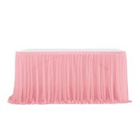 ApuaVireo&Co Party Table Skirts Semi-Sheer Chiffon Table Skirt Birthday Party Table Setting Dining Wedding Banquets Decor(Pink,6FT(L1.83m H0.75m))