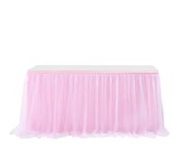 ApuaVireo&Co Party Table Skirts Tulle Table Skirt Wedding Party Tutu Tableware Cloth Gender Reveal Birthday Party Home Decoration(Pink,4FT 77x122cm)