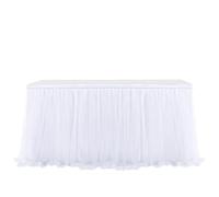 ApuaVireo&Co Party Table Skirts Tulle Table Skirt Wedding Party Tutu Tableware Cloth Gender Reveal Birthday Party Home Decoration(White,6FT 77x183cm)