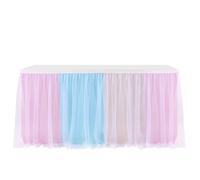 ApuaVireo&Co Party Table Skirts Tulle Table Skirt Wedding Party Tutu Tableware Cloth Gender Reveal Birthday Party Home Decoration(Four Colors,6FT 77x183cm)