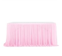 ApuaVireo&Co Party Table Skirts Wedding Table Skirts Birthday Table Skirt Cover Wedding Party Tutu Tulle Table Skirt Wedding Party Home Decor(Pink,9FT (275x77cm))