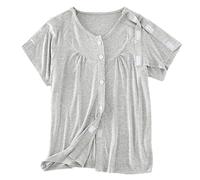 ApuaVireo&Co Post Shoulder Surgery Shirts Recovery Tear Away Short Sleeve Chemo Clothing, Bedridden Patient Clothing(Women Grey,L)