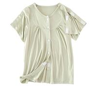 ApuaVireo&Co Post Shoulder Surgery Shirts Recovery Tear Away Short Sleeve Chemo Clothing, Bedridden Patient Clothing(Women Green,XXL)